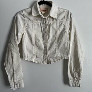 Women's Cream Denim Crop Top